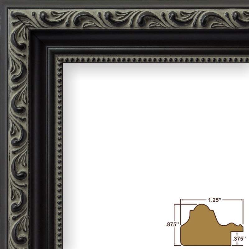 Craig Frames Ancien Ornate, 18 x 24 Inch Antique Black Picture Frame Matted to Display a 12 x 18 Inch Photo - Image 2